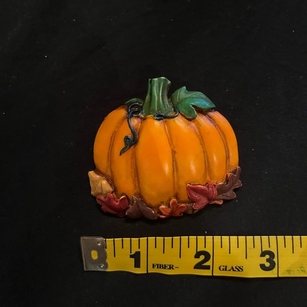 Vintage Large Pumpkin Brooch featuring autumn leaves